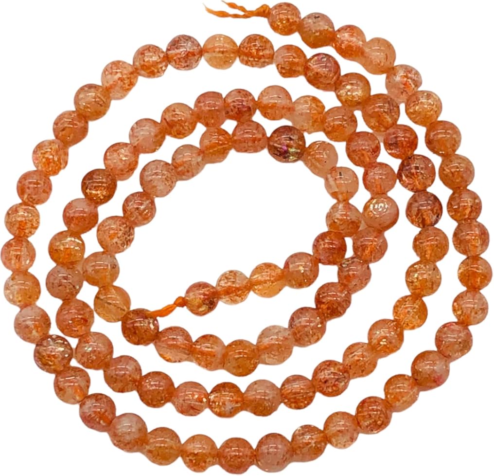 Sunstone Strand Round Beads | 4 mm | Orange | 98 Beads |