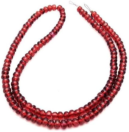 13 inch natural beads strand of 4mm smooth rondelle garnet gemstone beads for DIY jewelry - necklace, bracelet, earring, ring.