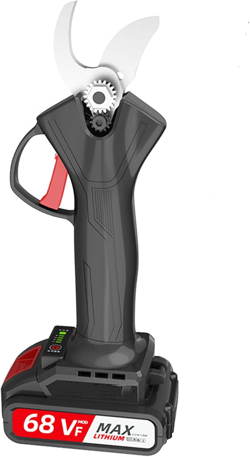 21V Brushless Cordless Electric Pruning Shears 4 Gear Adjustable Tree Branch Pruner Garden Clippers Power Tree Electric Branch Scissors Wood Pruner Battery X2 (Battery X1)