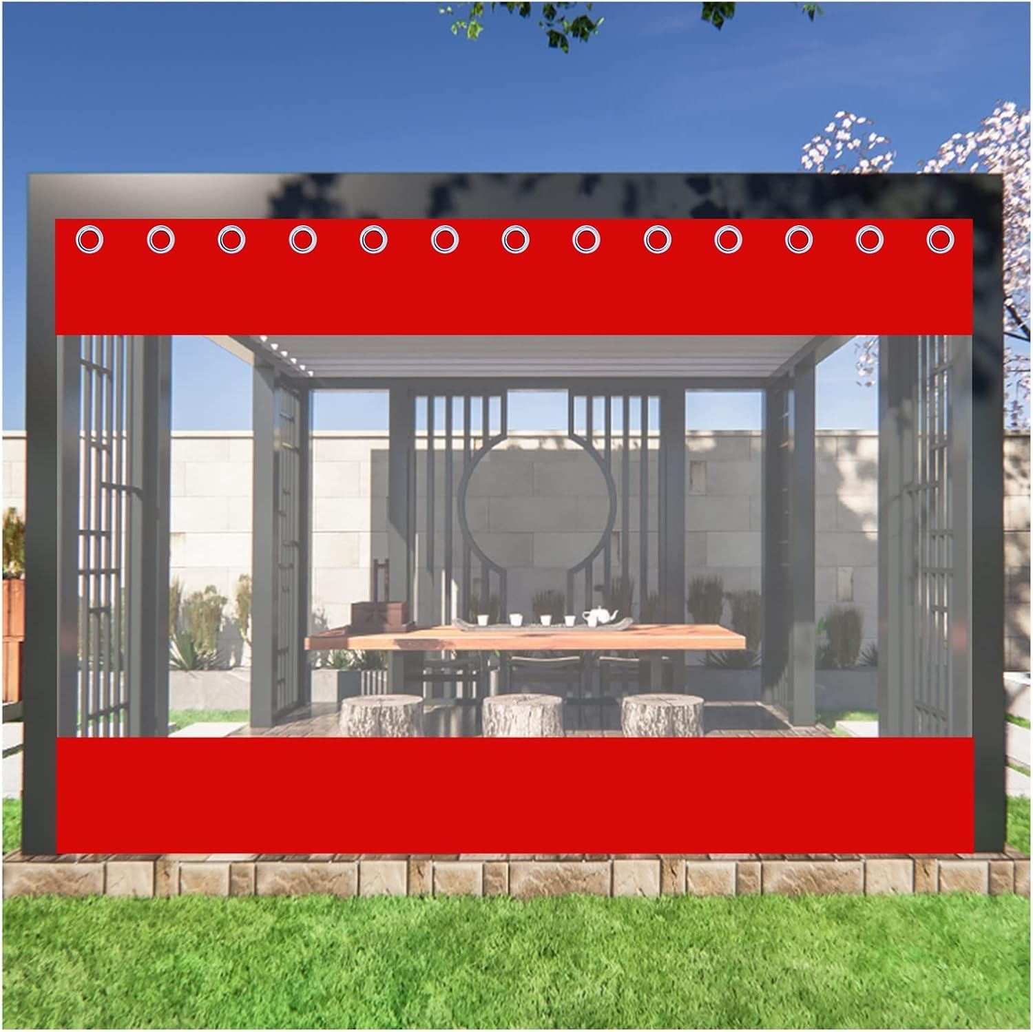 Gazebo Curtains Waterproof Outdoor Tarpaulin Curtain Tarpaulin Curtains with Eyelets for Patio Enclosure, Porch, Deck, Canopy, 64 Size(27.88x9.84ft/8.5x3m)