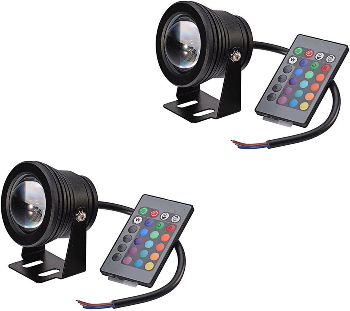 10W Submersible Fountain Light - Waterproof Underwater Light Mini Led Spotlight Submersible Lights IP68 Waterproof 12V Floor Spotlight Adjustable Angle Landscape Lights(RGB,2PCS)