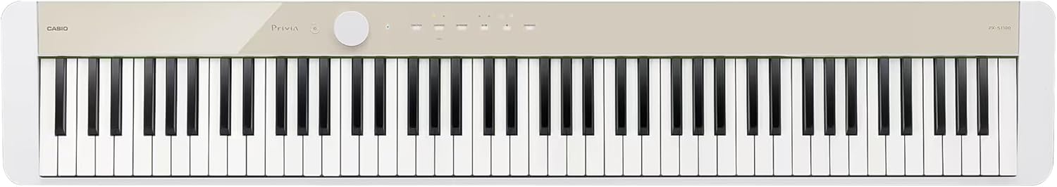Casio PX-S1100 Privia Digital Piano - Mellow Beige Bundle with CS-68 Stand, Bench, Sustain Pedal, Instructional Book, Austin Bazaar Instructional DVD, and Polishing Cloth