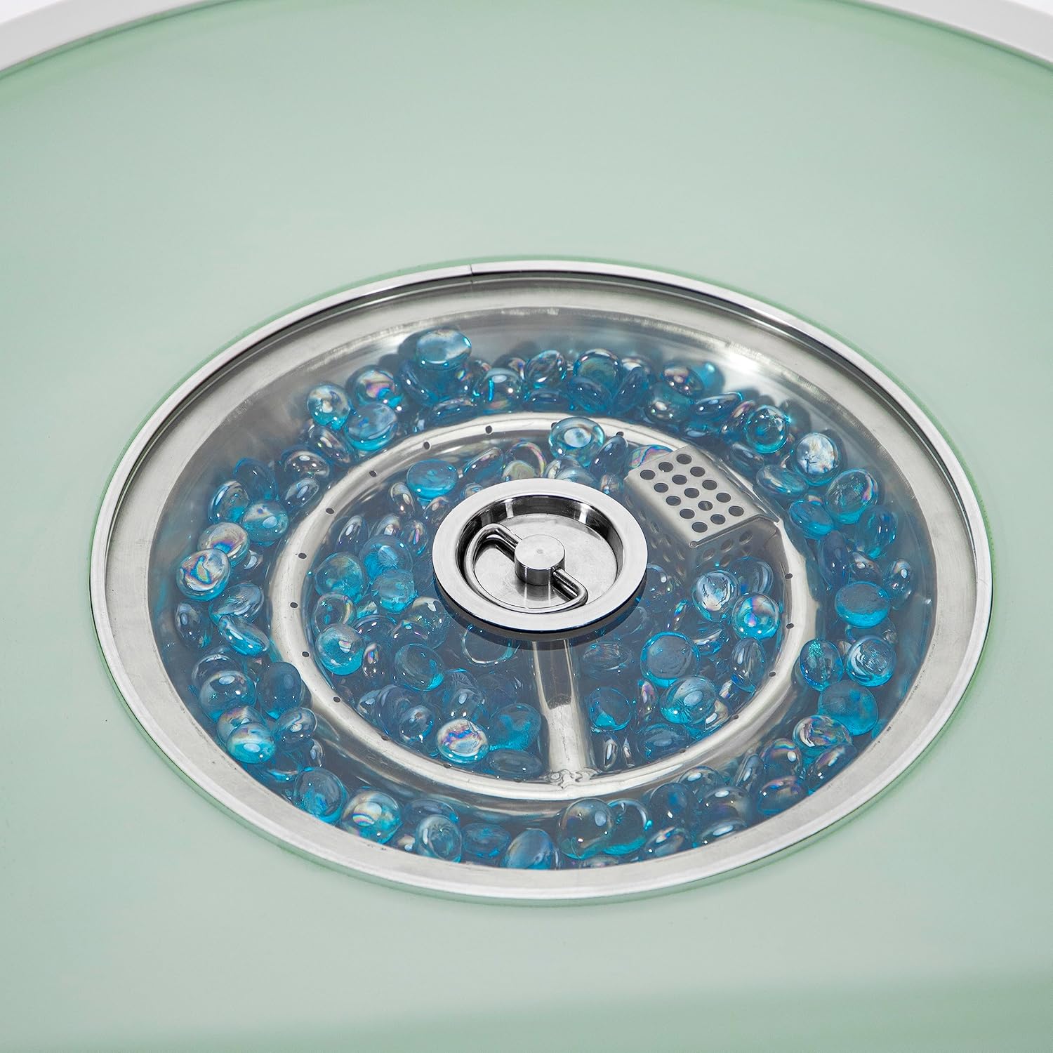 LeisureMod Walbrooke Modern Outdoor Round Fire Pit Table with Powder-Coated Aluminum Frame for Patio and Backyard Garden, White