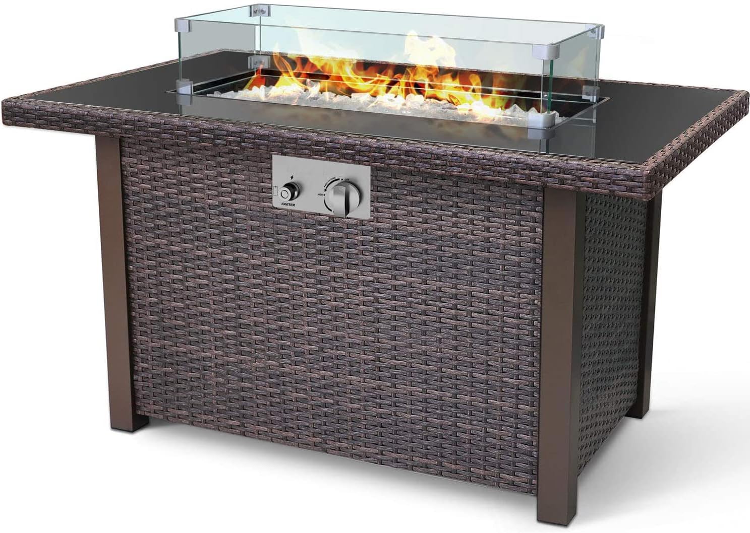 Wicker-Woven Propane Gas Fire Pit Table 44