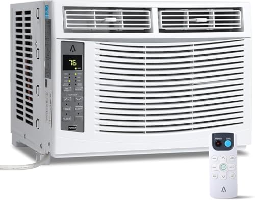 6000 BTU Window Air Conditioner with WiFi, Cools up to 350 Sq. Ft.,Smart Window AC Unit with Remote & App Control,3 Fan Mode,Sleep&ECO Mode,Washable Filter,for Bedroom Apartment Office,New R32