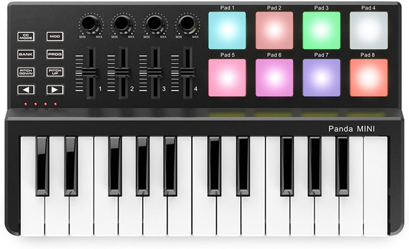 Keyboard Piano Keyboard Portable Mini 25-Key USB Keyboard and Drum Pad MIDI Controller
