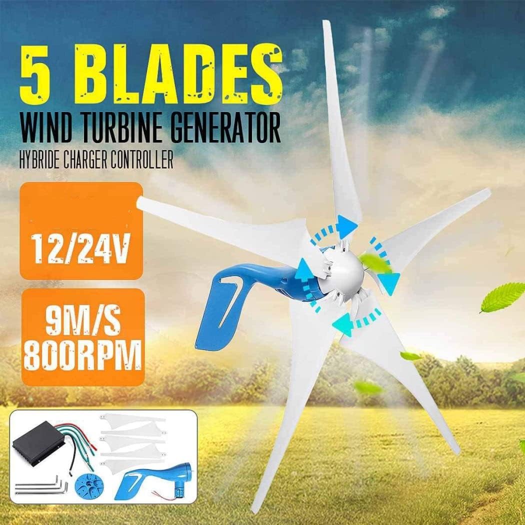 5000W Wind Turbine Generator Kit, with 5 Blade Controller, Developed Small Windmill for Home Utility Road Light