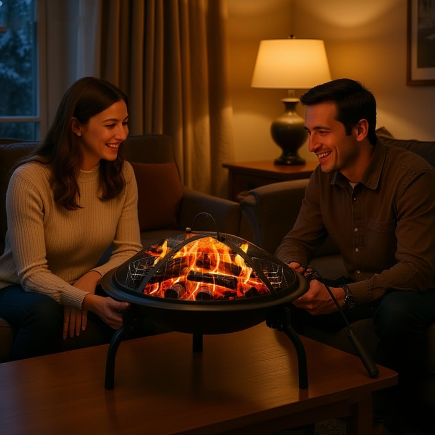 Portable Folding Outdoor Fire Pit & Wood-Burning Stove Perfect for Gardens, Family Gatherings, picnics, and Beach Bonfires—Enjoy Relaxed, Cozy Evenings. (Black, 21.5in)