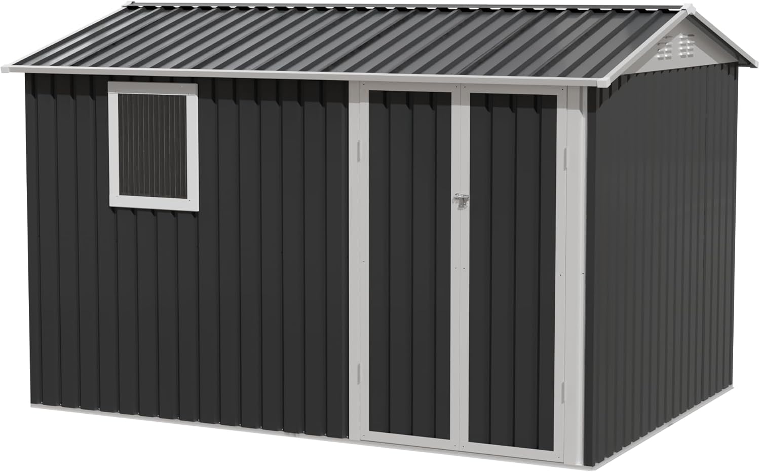 9 * 6 FT Metal Garden Shed for Patio Backyard Tools House Storage Shed with One Window 9.5 x 6.7FT, Heavy-Duty Waterproof and Rust-Resistant, with Easy Assembly Lockable