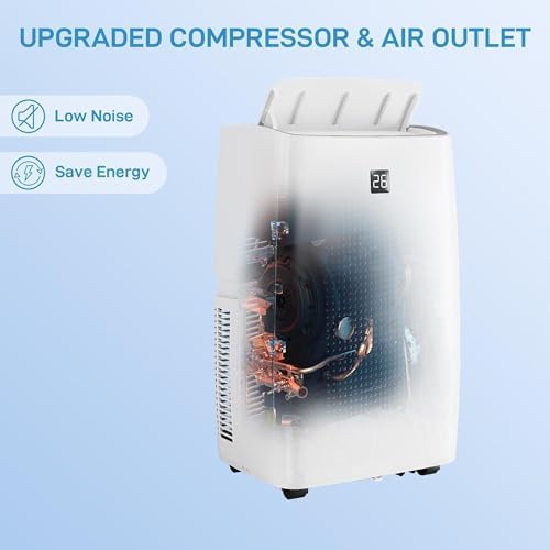 12,000 BTU Portable Air Conditioner with Window Kit, 3-in-1 Portable AC Units for Rooms Up to 550 Sq.Ft | Remote Control, Ultra Quiet, 60-Pint Dehumidifier, R32 Refrigerant, White -3033