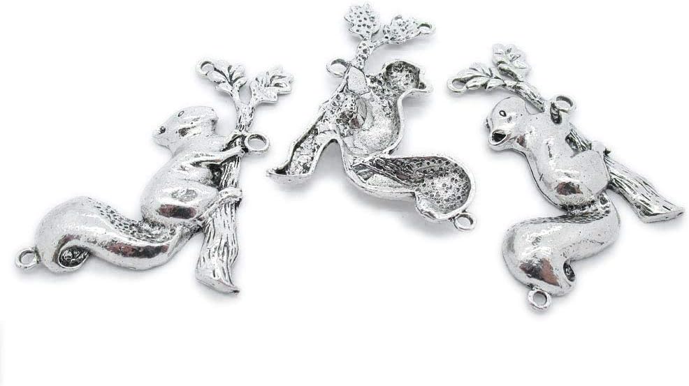 160 Pieces Antique Silver Tone Jewelry Making Charms Crafting Beading Craft O4DY5 Squirrel Connector