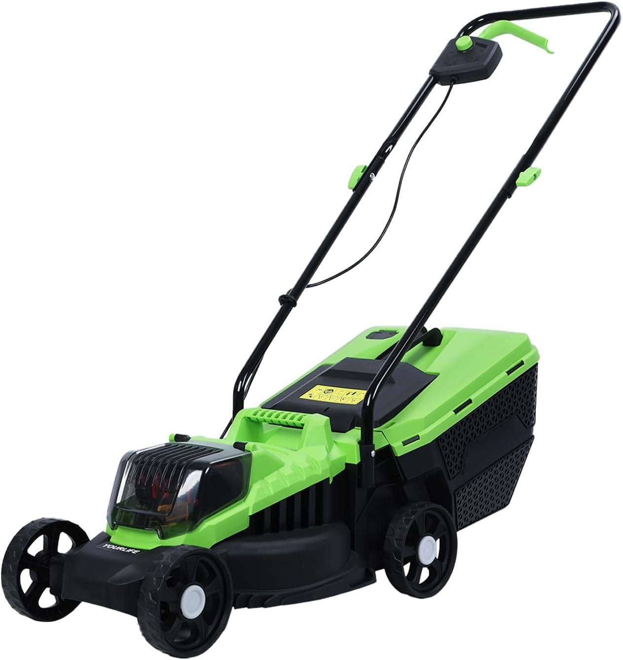 Electric Lawn Mower, 1600W Brushless Motor, Cordless, Adjustable Height, 30L Grass Collection Box, Ergonomic Foldable Handle, Suitable for Small to Medium Lawns, Efficient Mowing Green
