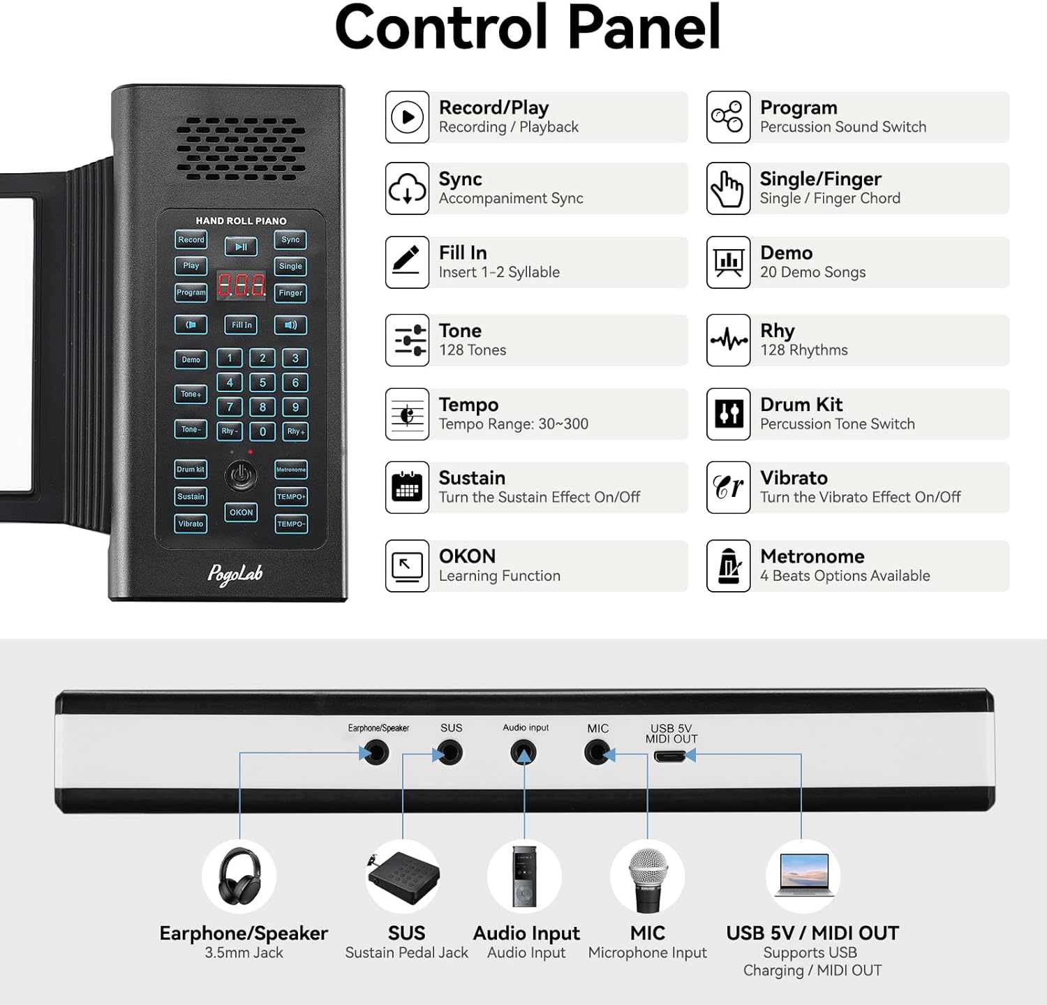 88 Keys Roll Up Keyboard Piano, Portable Electric Foldable Piano with Sustain Pedal, 20 Songs, 128 Tones, 128 Rhythms, Rechargeable & Wireless BT, Music Gift for Beginners (with LED Display)