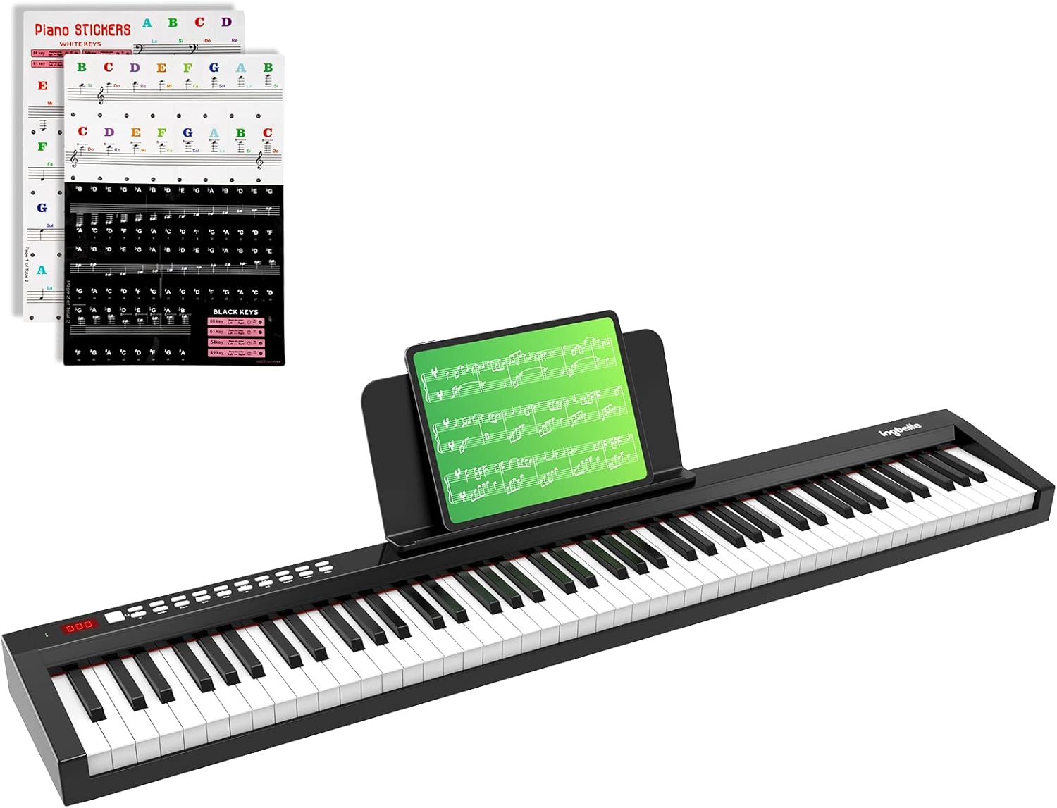 PAXCESS 88-Key Digital Piano Keyboard with Sustain Pedal, ingbelle Portable Electric Piano for Teaching,Powerful Educational Features for Beginner,Piano Stickers Include
