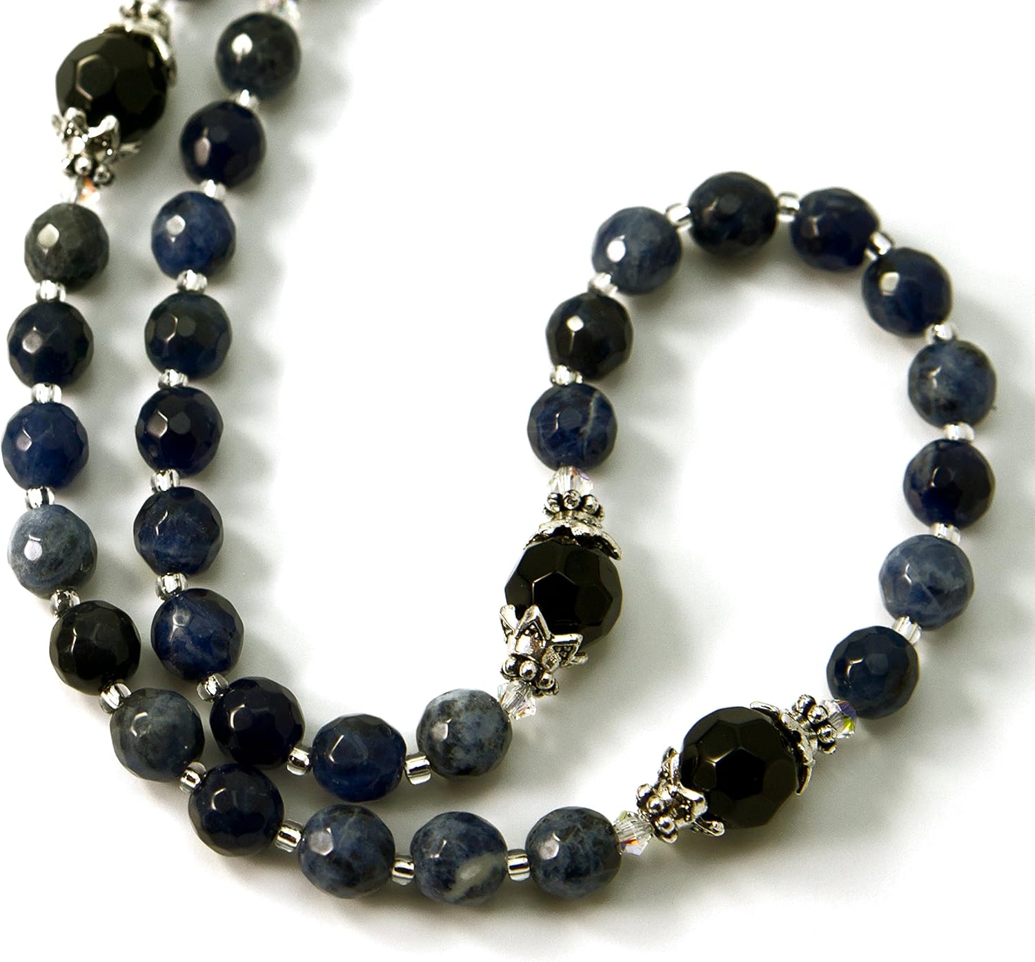 Prayer Beads Saint Benedict Sodalite Gemstone Catholic Rosary with Blessed with Anointing Oil (Not a Necklace)