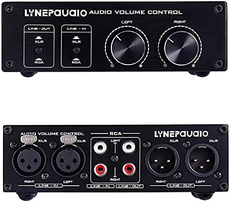 HXBER Passive Audio Volume Controller with Fully-Balanced & Single-Ended Mode XLR & RCA Interface for Home Stereo System Pre-Amplifier Speaker, Black