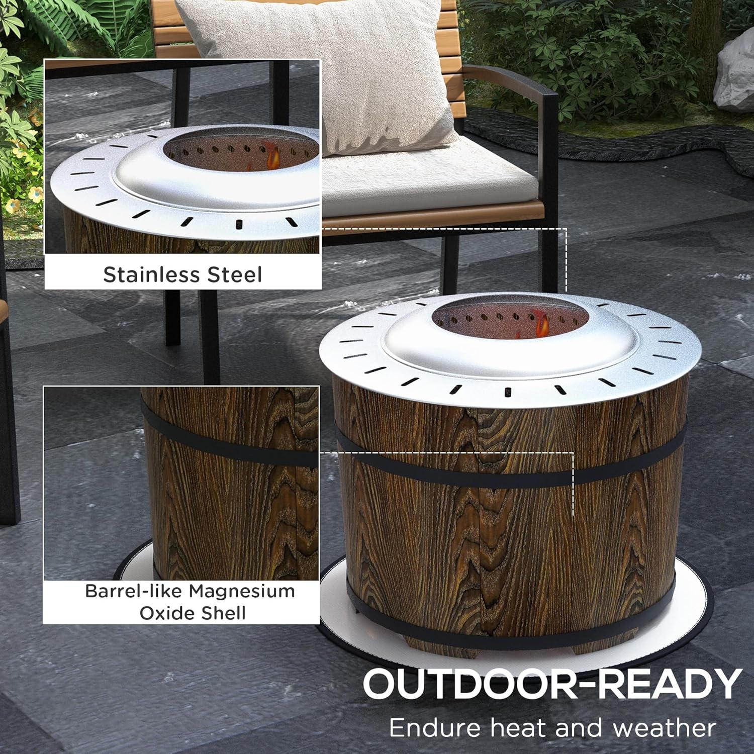 Smokeless Fire Pit with Fireproof Mat, 20