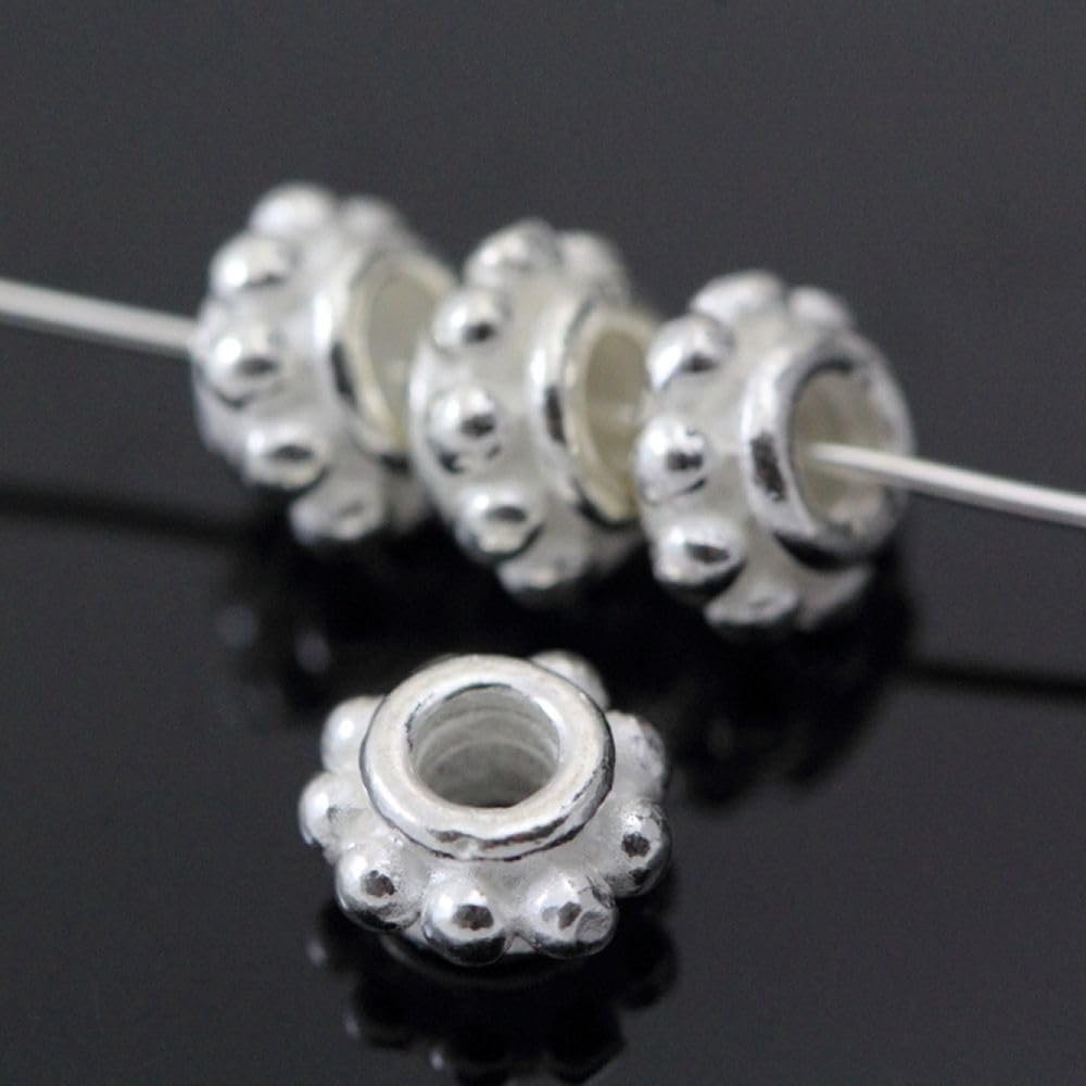 30pcs Adabele Authentic 925 Sterling Silver Hypoallergenic Daisy Flower Round Rondelle Loose Beads Spacer 5.5mm for DIY Craft Jewelry Making SS72