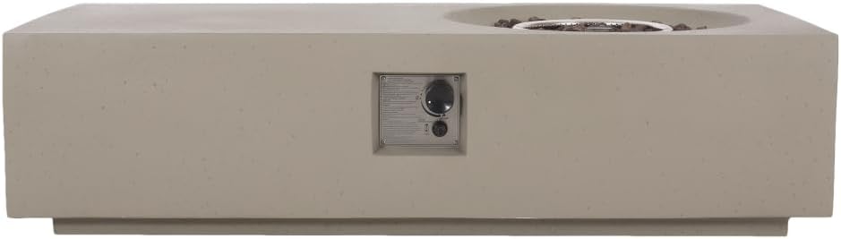 Modern Outdoor Propane Fire Pit Table with 50,000 BTU Stainless Steel Burner, Rectangular Concrete Design for Patio Garden Backyard