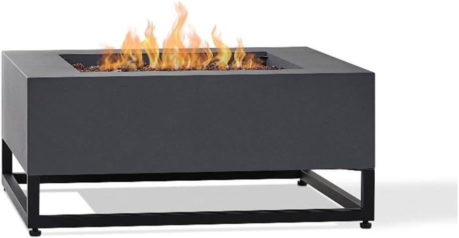 Real Flame Blake Square Propane Fire Table in Weathered Slate with Natural Gas Conversion Kit