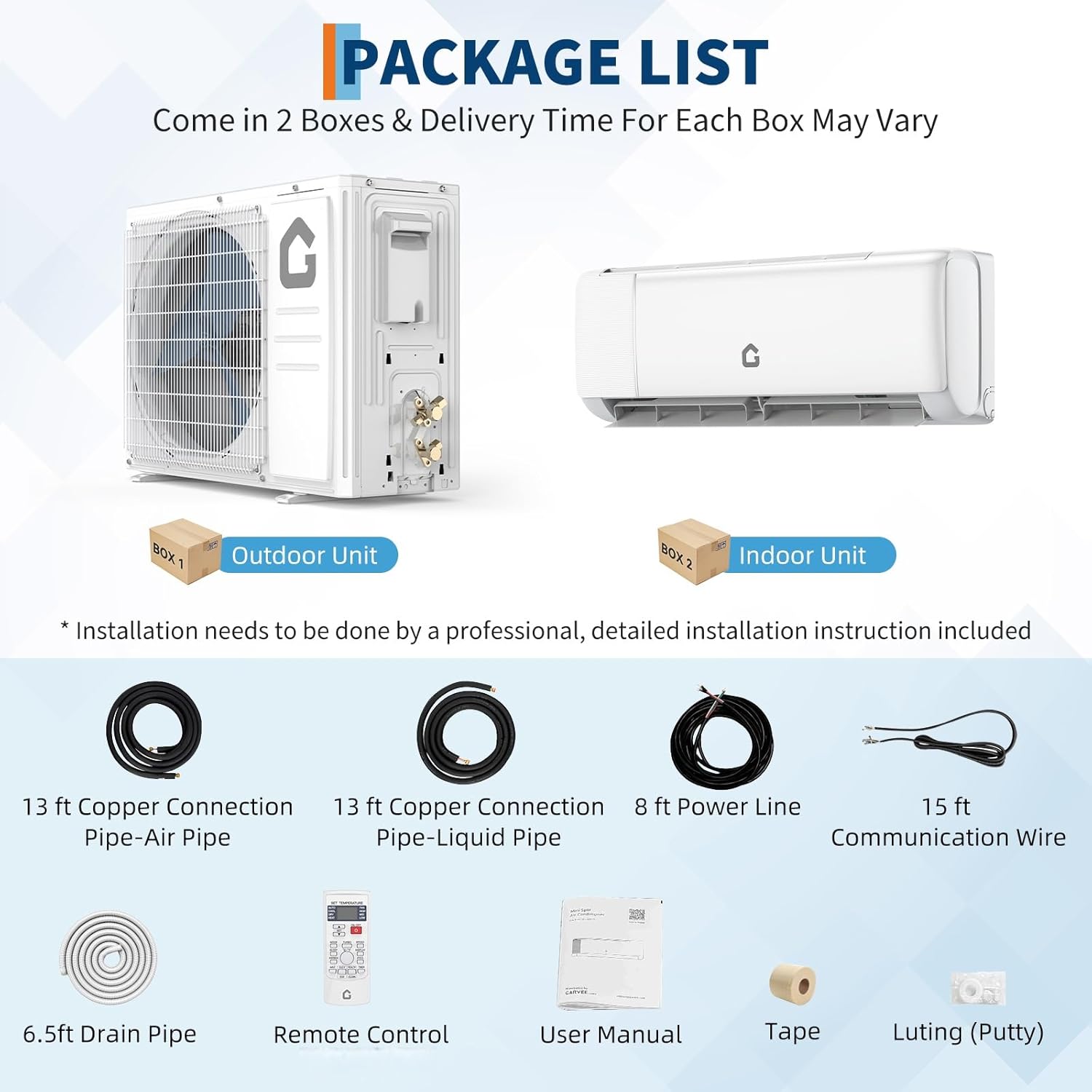 18.5 SEER2 Mini Split AC, 230V 12000 BTU Mini Split Heating and Coolings up to 750, Inverter Mini Split System w/Wifi,Remote Control, Low Nosie,Mini Split Air Conditioner for Home