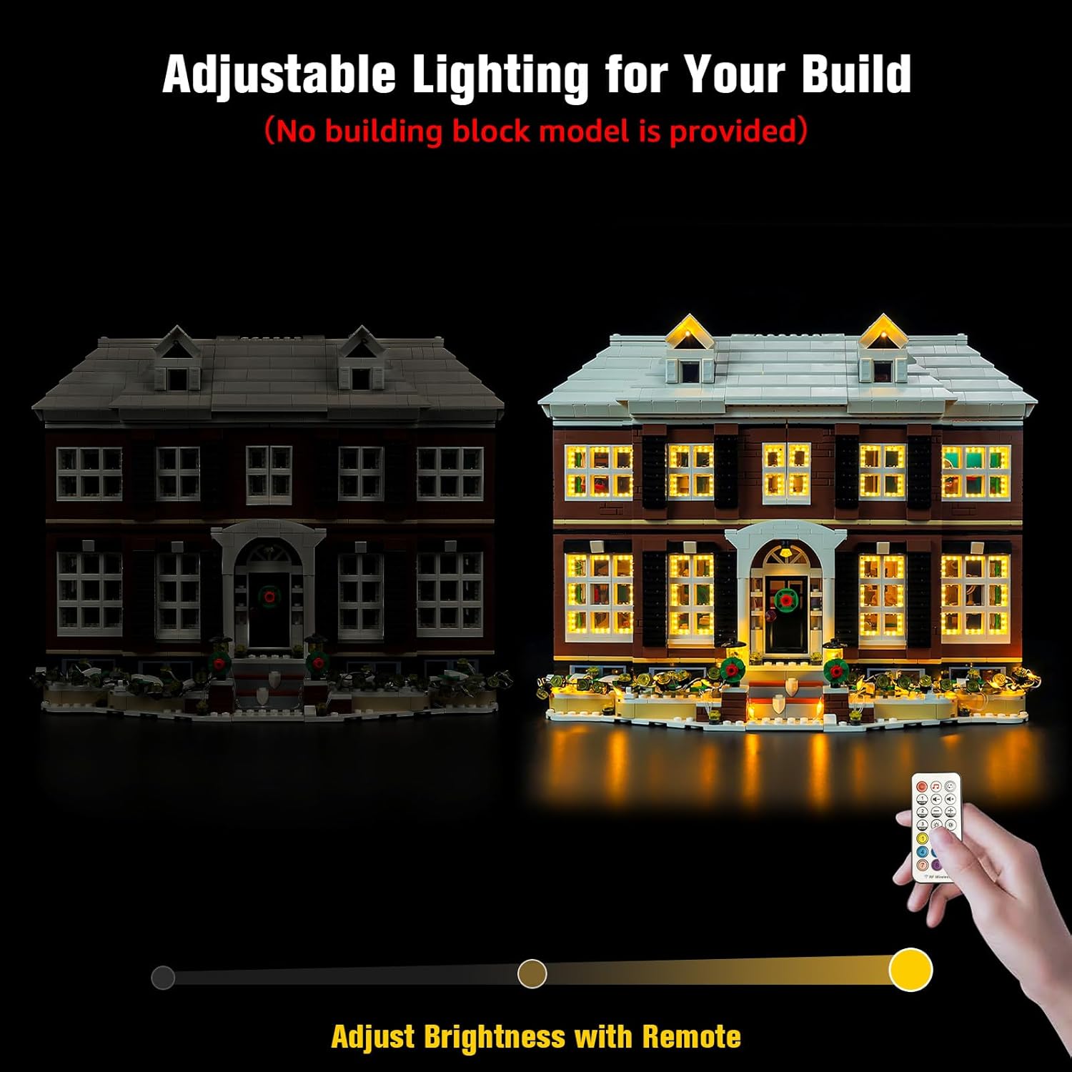 Nitemode Light Kit Compatible with Lego Home Alone House Set 21330 – Upgraded Window Lights with Remote Control & Built‑in Sound Module, Lighting Accessories for Ideas 21330 Display (Lights Only)