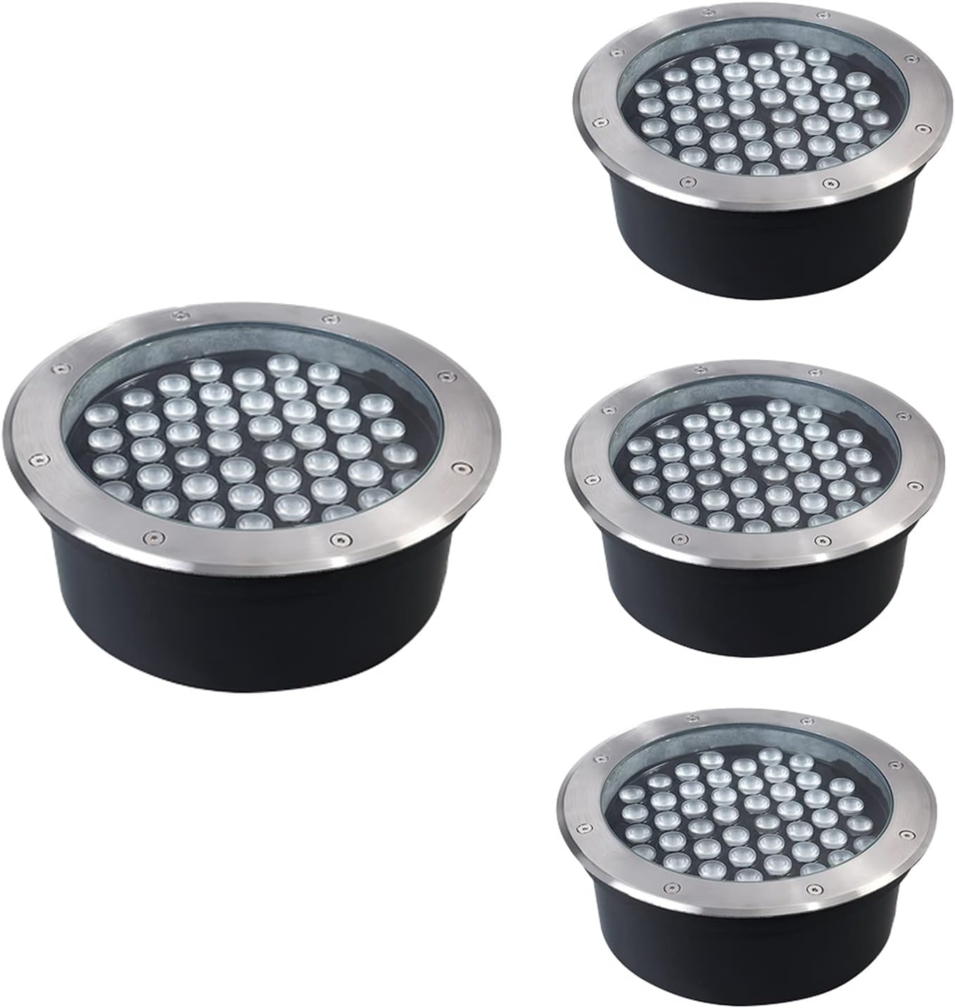 4 Pack Outdoor Landscape Light Underground Round Landscape Lamp AC85-110V IP65 Waterproof Recessed In Ground Light for Home Driveway Step Pathway Patio Lawn Embedded Buried Lights