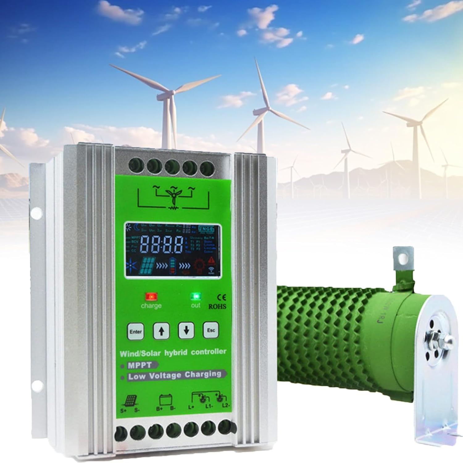 12V/24V/48V Wind Solar Hybrid Charge Controller, LCD Display Wind Solar Hybrid Charge Controller, MPPT Boost Charging for Wind and Solar Panel Systems, with Booster and Load Function Download,48v
