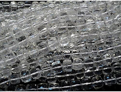 13 inch natural beads strand of 6x6mm faceted box crystal quartz gemstone beads for DIY jewelry - necklace, bracelet, earring, ring.