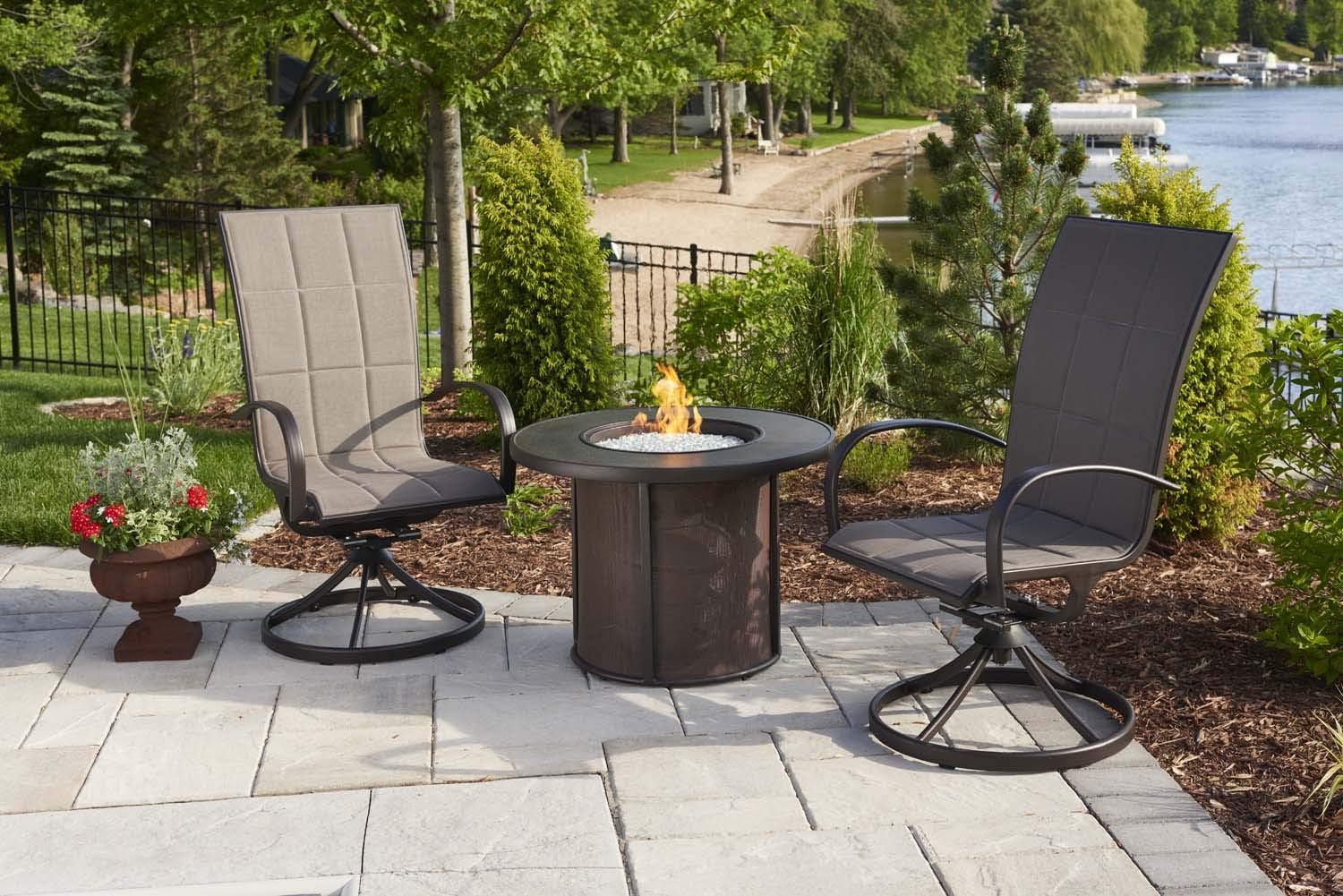 The Outdoor GreatRoom Company Stonefire Fire Table with Electronic Ignition (SF-32-K-CF-DSI-LP), Propane, 32x32-Inches