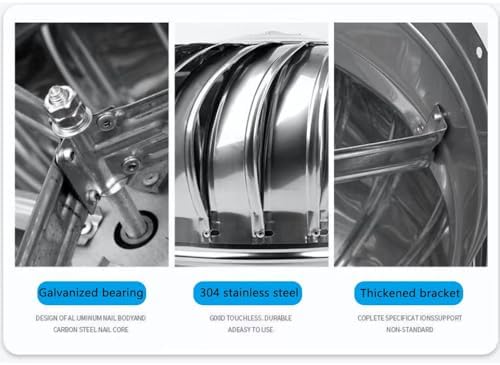 Stainless Steel Roof Wind Turbine Non-Power Ventilator Cap, Rainproof Exhaust Cap for Pipe Flue, 160mm/6in