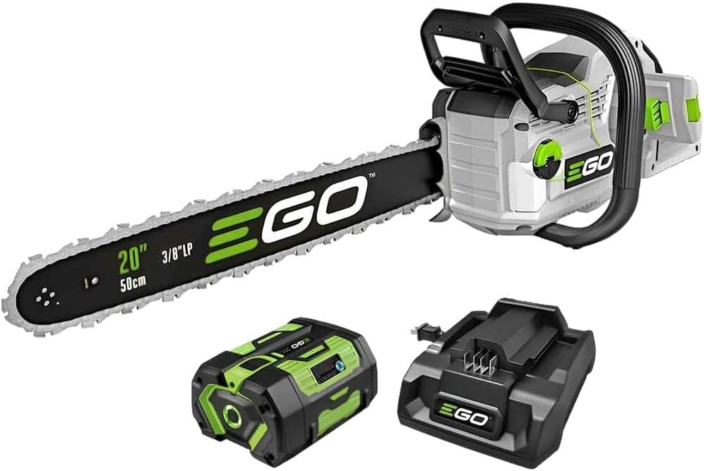 EGO Power+ CS2005 20-Inch 56-Volt Lithium-ion Farm & Ranch Cordless Chain Saw with Digital Display, LED Work Light, 6Ah Battery and 320W Charger