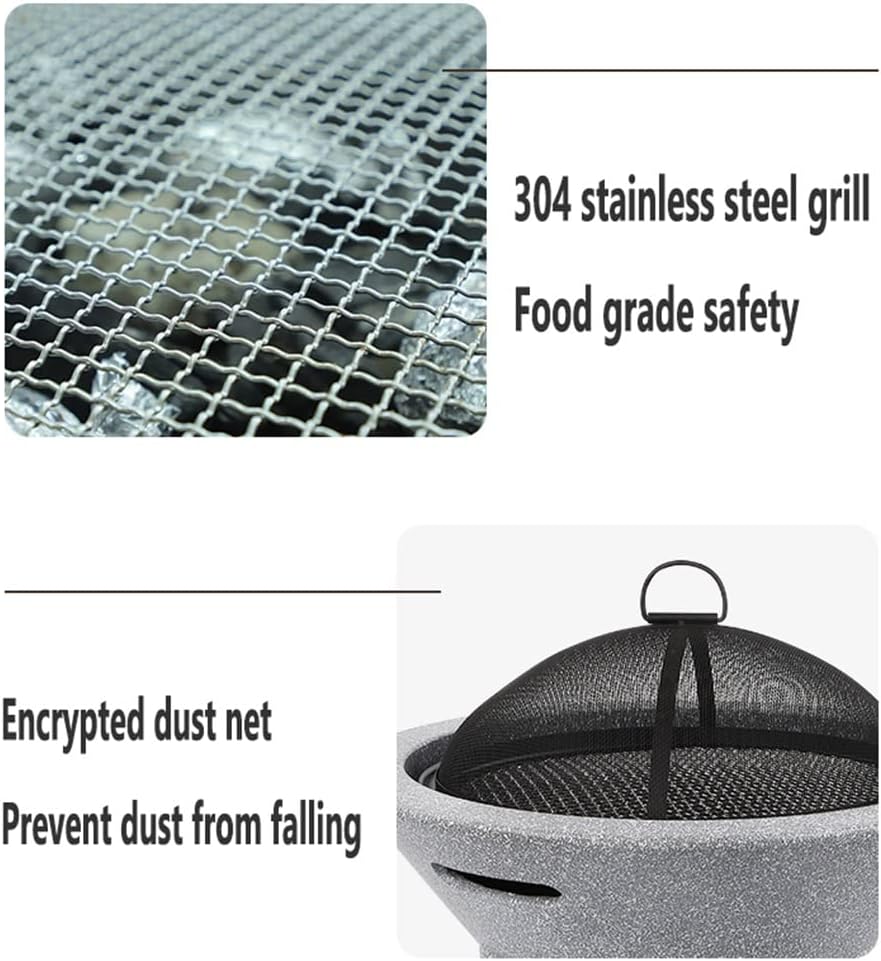 Outdoor Fire Pit Imitation Stone Fire Bowl, 39CM Garden Terrace Courtyard Outdoor Wood Burning Fire Pit, with Sparkle Screen and Outdoor Fire Pit (Color : Kit-2) (Kit 1) (Kit 1)