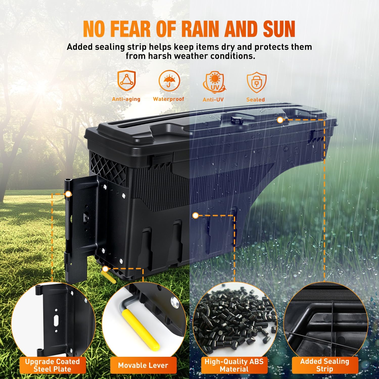 Nilight Truck Bed Tool Box Left Driver Side Truck Toolbox Fit for Chevrolet Silverado GMC Sierra 1500 2500 3500 2007-2018 Swing Case Truck Bed Storage Box w Lockable Lid Waterproof Wheel Well Toolbox