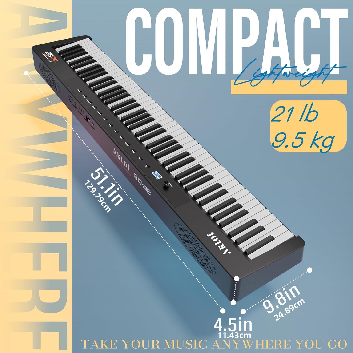 AKLOT Piano 88-Keys Weighted Hammer-Action, Electric Keyboard Digital Piano, Electric Triple Pedal, Dual Keyboards,Beginner Pianos Book,128 Tone,Headphone, USB-MIDI,Music Stand,Piano Keyboard Stickers