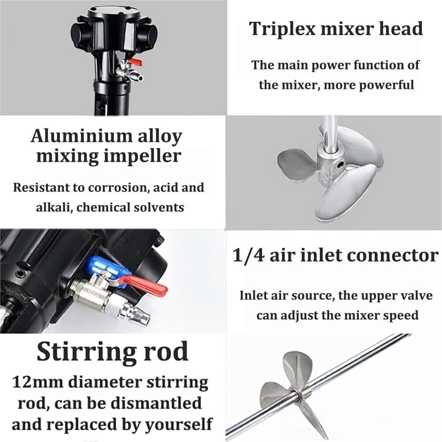 Pneumatic Paint Mixer 5 Gallon/20L Pneumatic Paint Mixer Machine, Air Agitator Blender Stirrer, Desktop Vertical Air Agitator(