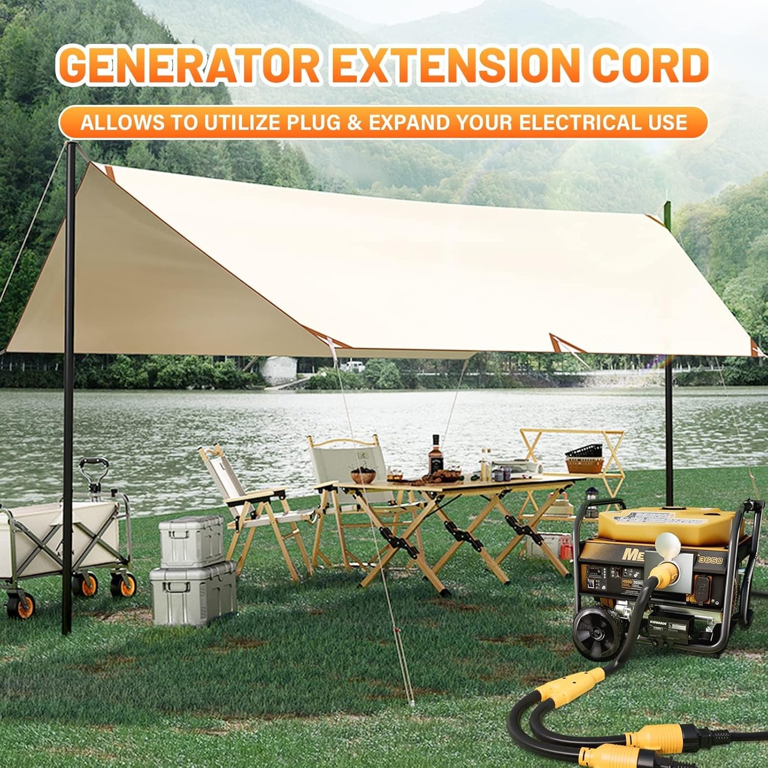 MECMO NEMA L14-30P to Four 5-20R/ 5-15R & L14-30R Generator Adapter Extension Cord with 4 Prong 30 Amp Generator Splitter Y Adapter NEMA L14-30P to 2X L14-30R