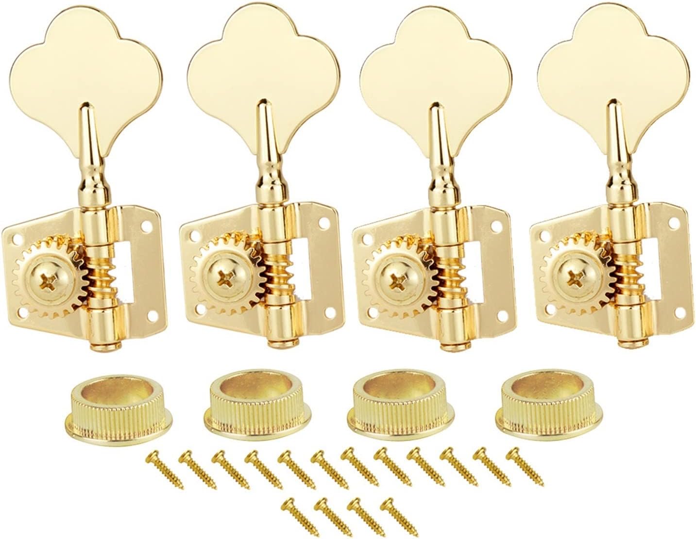 KESHUO 4L for Left-Handed Bass Set of Open Gear Electric Bass Machine Heads Tuning Keys Pegs Tuner Machine Heads Knobs (Color : Gold)