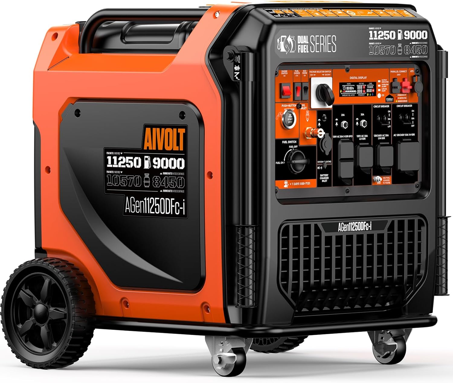 AIVOLT 11250 Wattages Super Quiet Gas Propane Powered Outdoor Generator for Home Back Up Food Truck, 50 State Approved