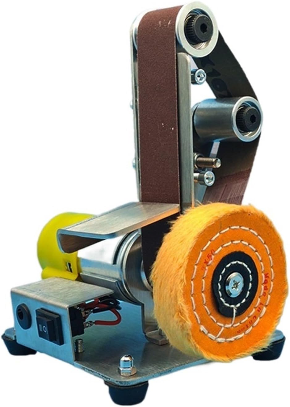 Multifunctional Desktop Vertical Miniature Mini Electric Belt Machine DIY Polishing Fixed Angle Grinder for Woodworking(Pink)