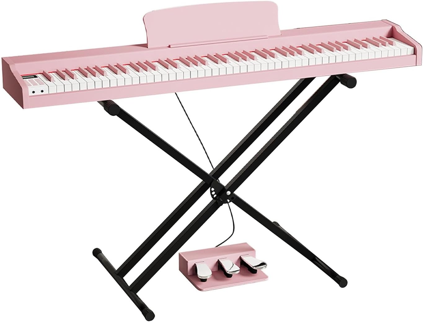 Piano Keyboard 88 Keys Beginner Digital Piano Velocity-Sensitive Keys Portable Electric Piano With Stand, Triple Pedal, Carrying Bag And Music Sheet(Pink)