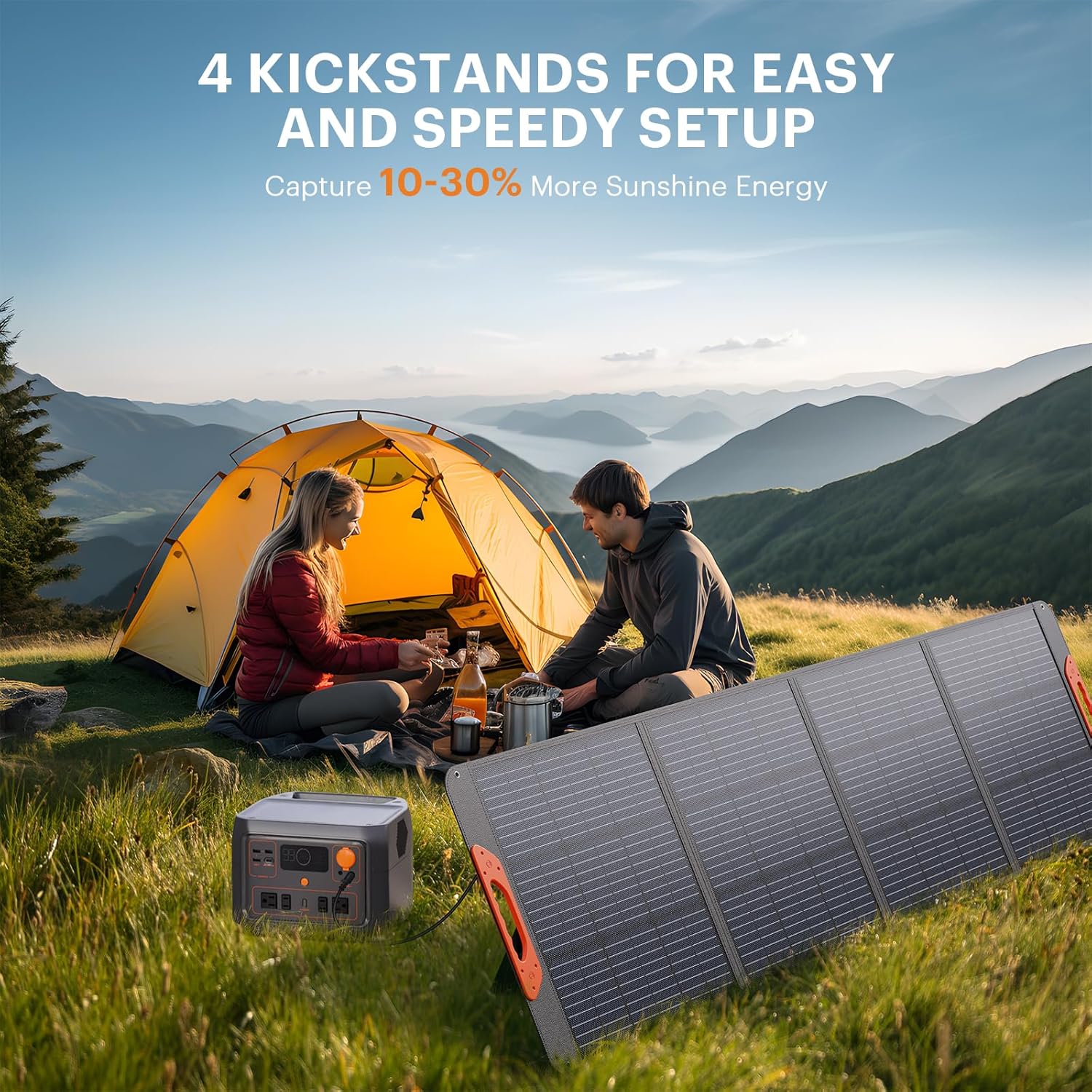 200W Portable Solar Panel for Power Station,23.5% Efficiency Mono Foldable Solar Charger with 4 Kickstands for Jackery Explorer/Bluetti/EcoFlow,IP67 Waterproof for Camping RV Off-Grid Backup