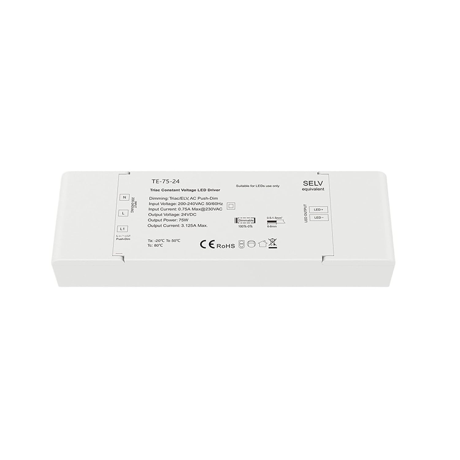 40W 75W thyristor dimming Constant Voltage LED Driver 12V 24V(TE-75-24 Only)