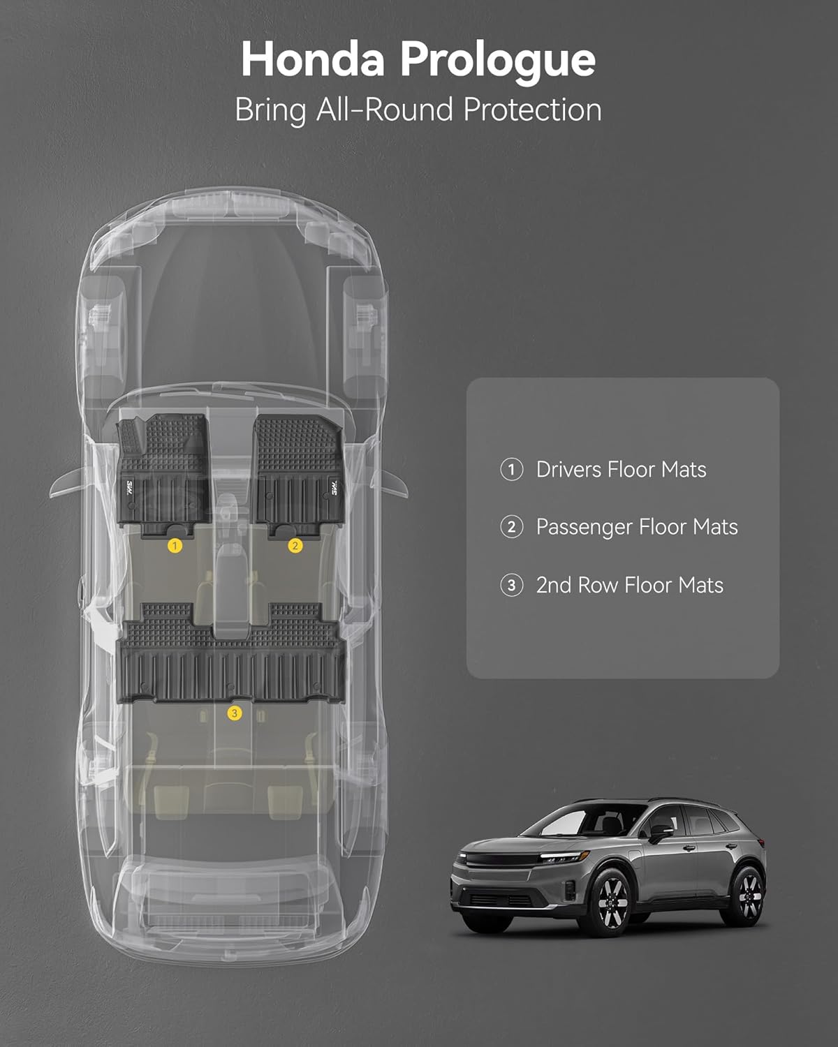 Floor Mats for Honda Prologue/Chevrolet Blazer EV 2026-2024 & Cadillac Lyriq 2026-2023 All Weather TPE Custom Fit Floor Liners Cover Protector for Honda Prologue Accessories, Black