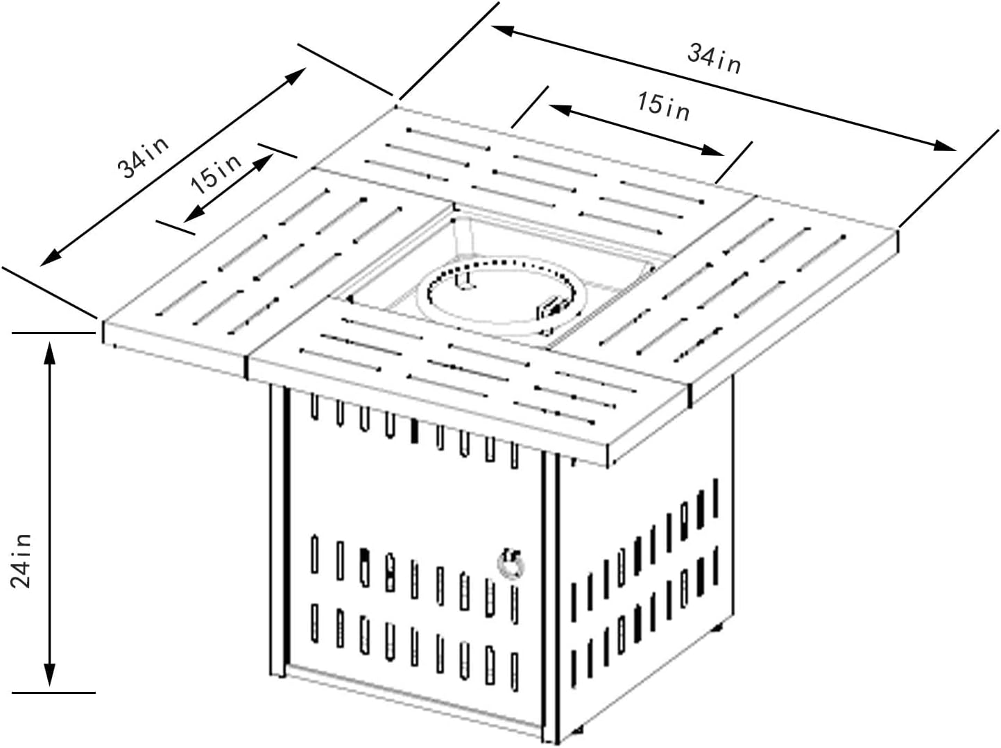 34 Inch Propane Fire Pit Table with Lid, 50,000 BTU Outdoor Steel Fire Pit for Patio, Rectangular Gas Fire Pit Table with Lava Rocks, Black Finish for Garden Backyard Use, Not Included Propane & Cover