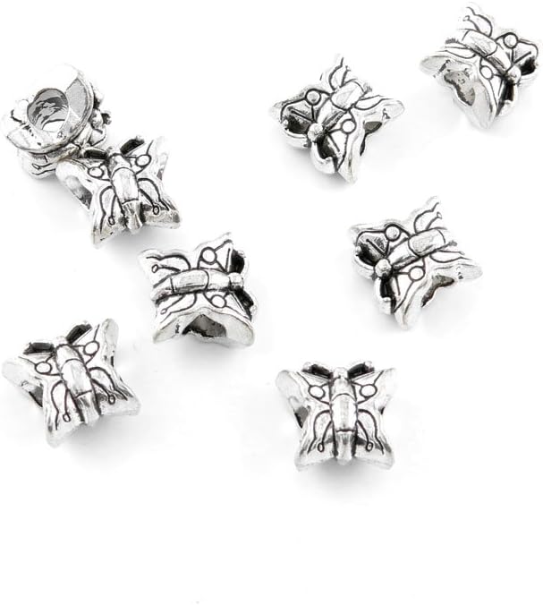600 Pieces Antique Silver Tone Jewelry Making Charms Findings Fashion Wholesale Supplies Pendant Lots Bulk Supply K0DZ2I Butterfly Loose Beads