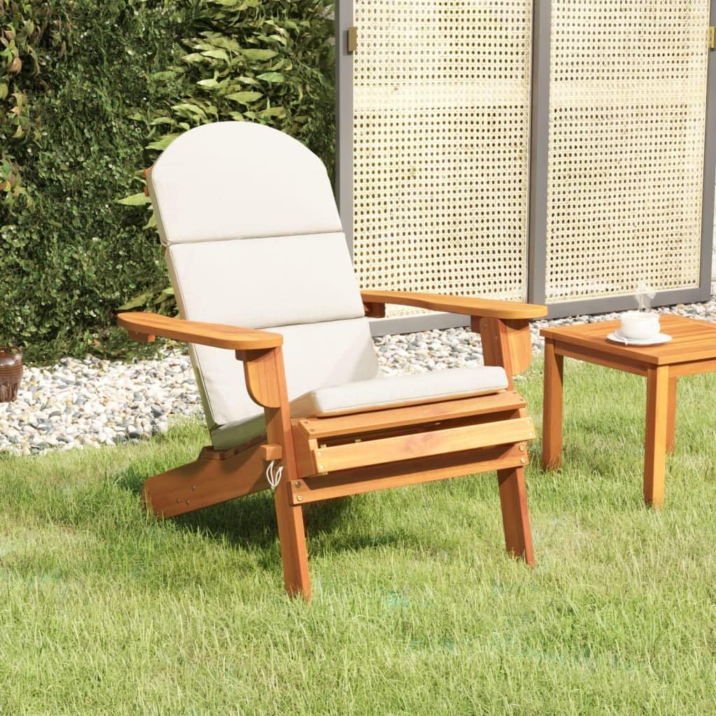 Adirondack Patio Chair with Cushions Solid Wood Acacia,Ergonomic Wooden Patio Chair with Comfortable Cushions for Relaxation and Leisure Outdoor Furniture, Outdoor Chairs