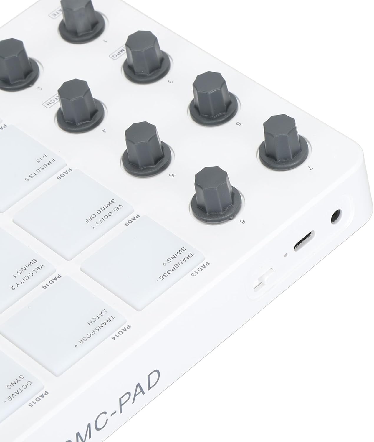 16 RGB Drum Pads, 8 Rotating Knobs, MIDI Controller, USB Beat Maker Machine for Music Production5mm MIDI Output Port, 2000mAh Lithium Battery, Cubase, Pro X, OS X