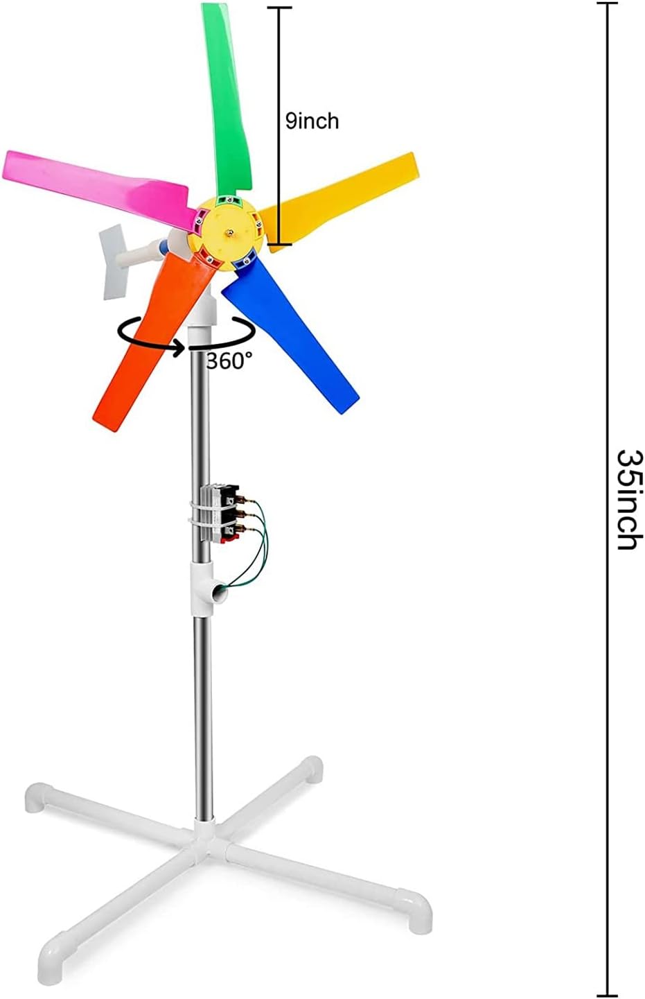 2-25V DC Wind Power Generator DIY 5 Blades Small Wind Power Generator with Lights, Colorful Windmills for Outdoor Lawn Decoration (Color : A)