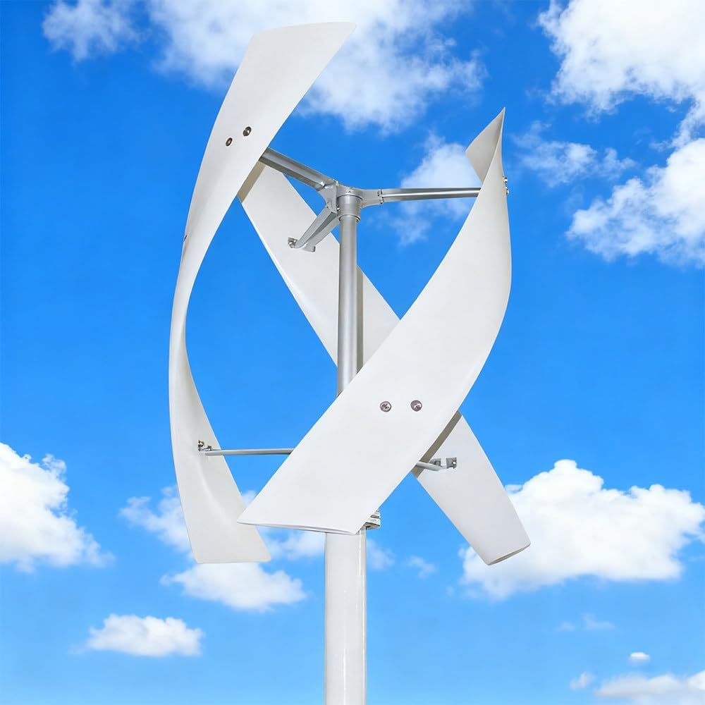 Wind Turbine Generator Kit,Portable Vertical Helix Wind Power Turbine Generator,Wind Rotor Diameter 520 Mm,Low Operating Vibration,for Marine,Rv,Home and Industrial Use 200W24V